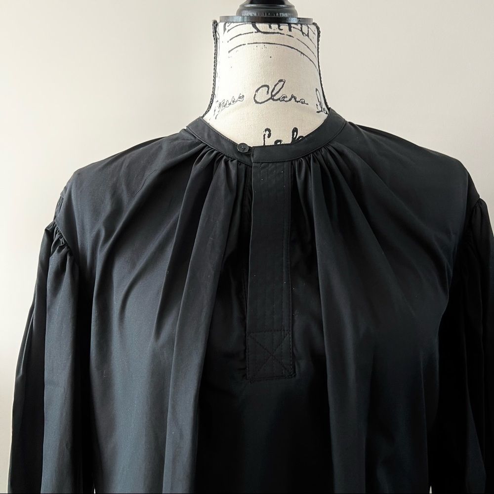Bassike cotton boxy gathered shirt blouse black 1 small 4 - Picture 2 of 5
